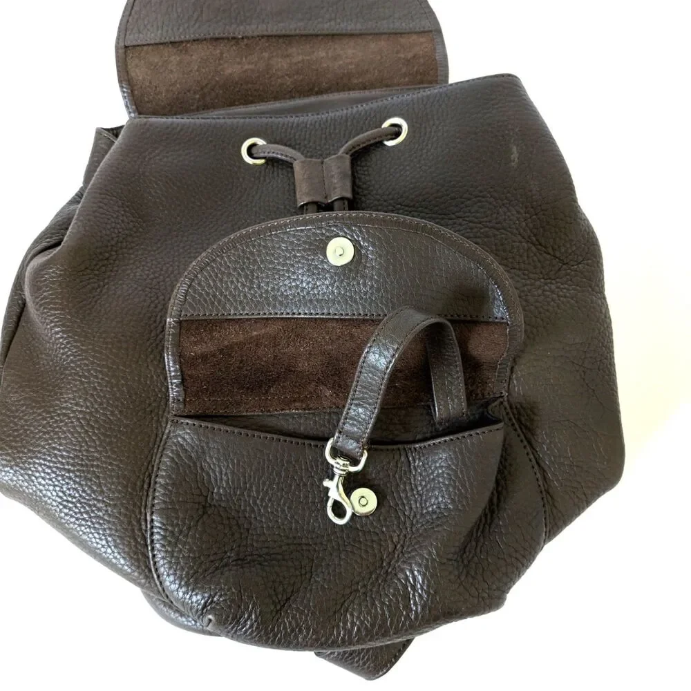Eddie Bauer Leather Backpack Rucksack Brown Pebbled Bookbag Gorpcore 90s Vintage